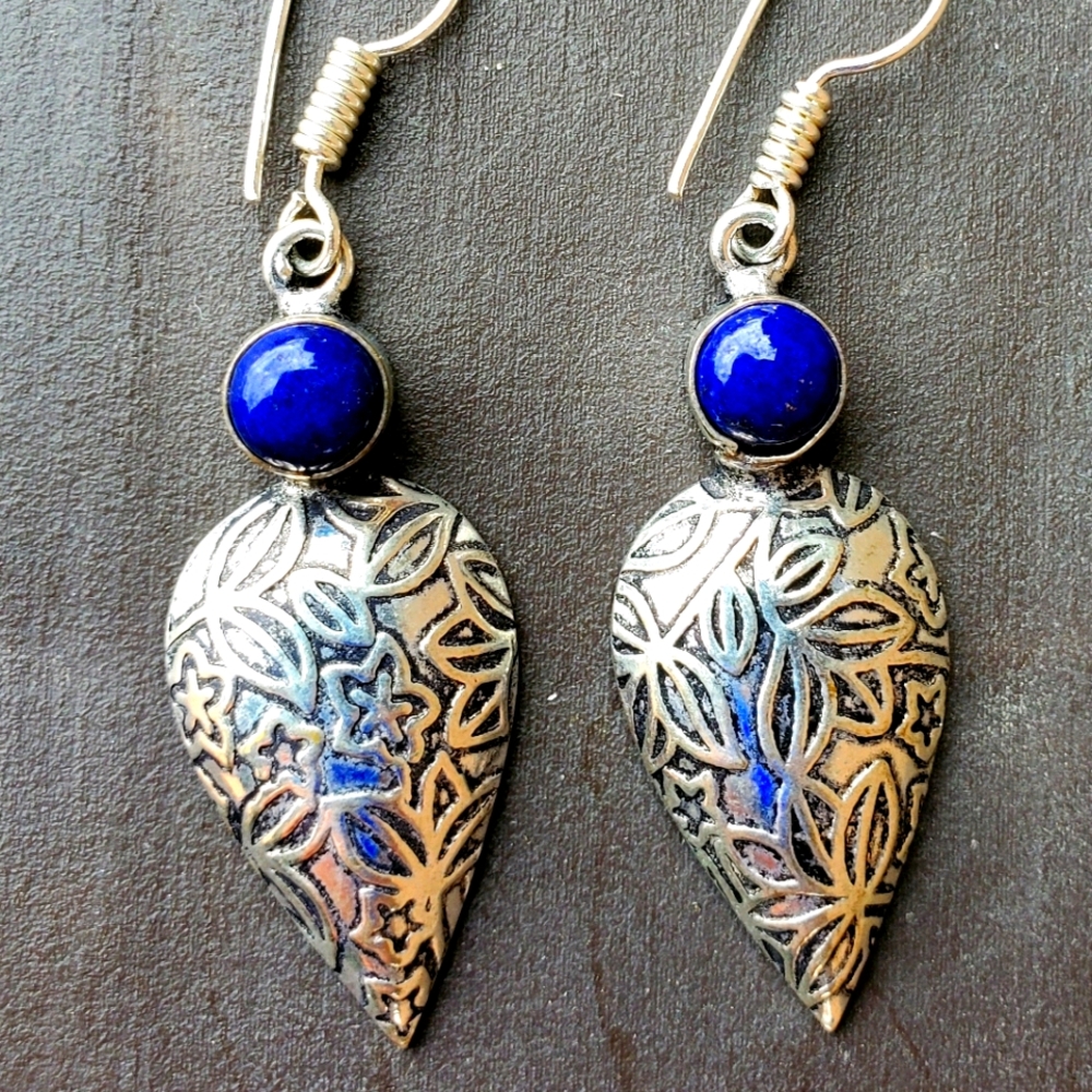 *$15 Sale* New Lapis Lazuli Silver Earrings.